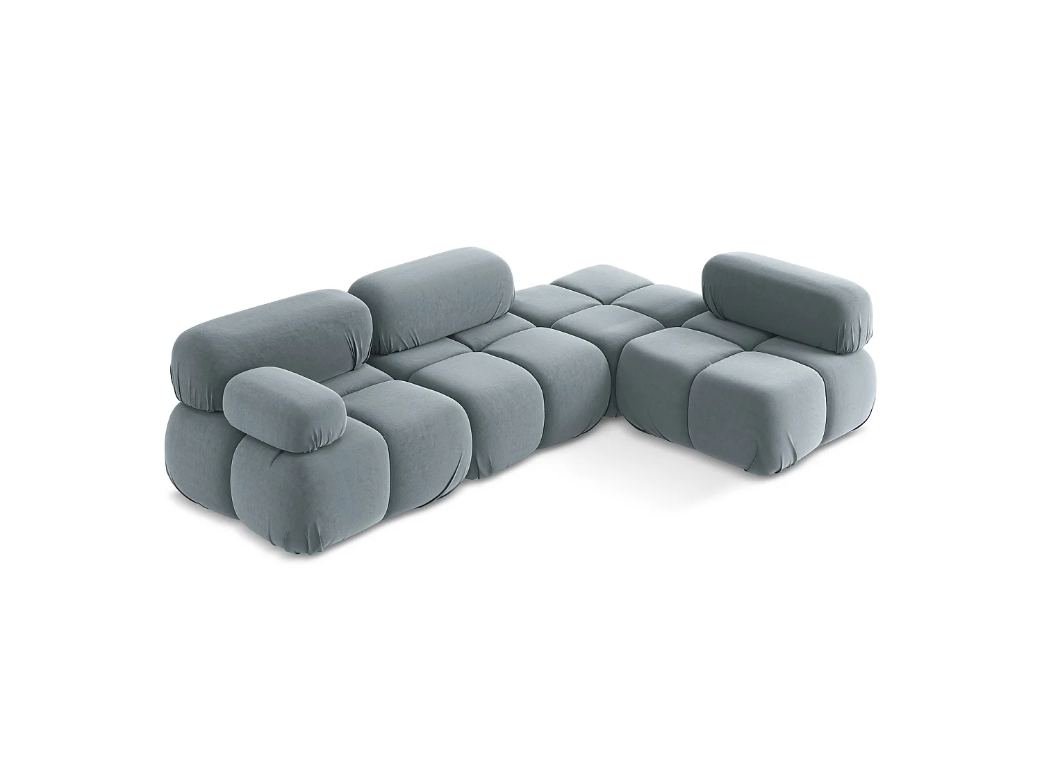 3-Sitzer Modulares Ecksofa - Ecke Rechts - Samt - Hellblau - SANREMO