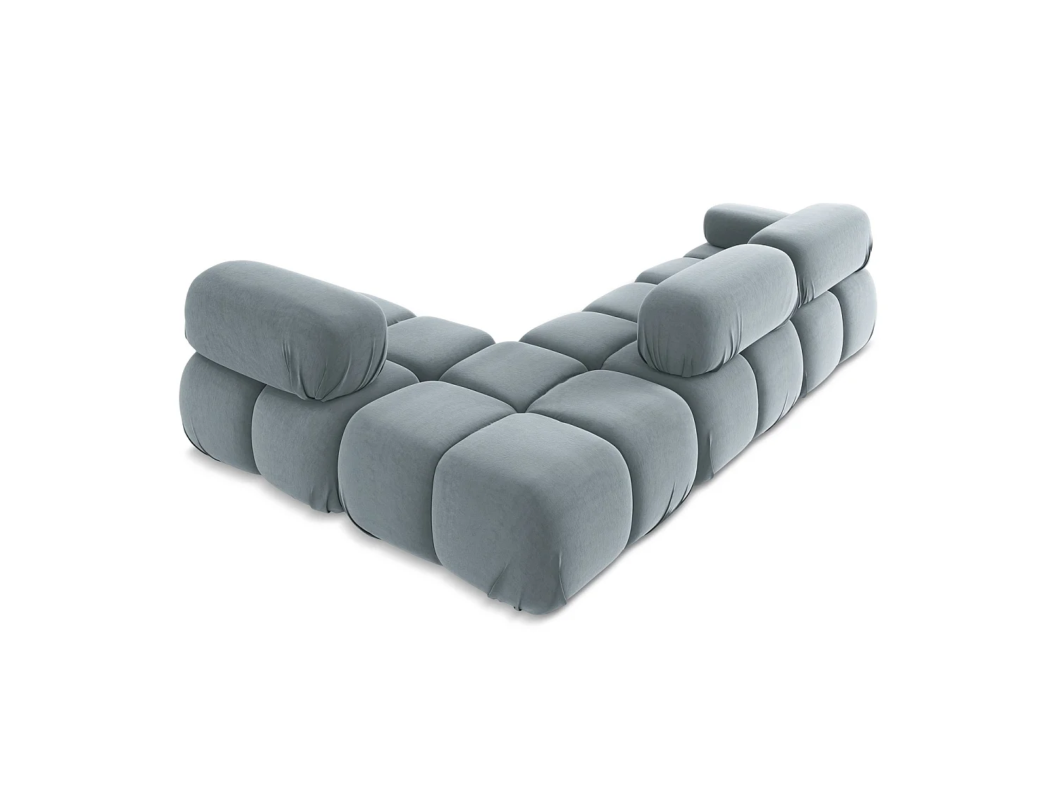 3-Sitzer Modulares Ecksofa - Ecke Rechts - Samt - Hellblau - SANREMO