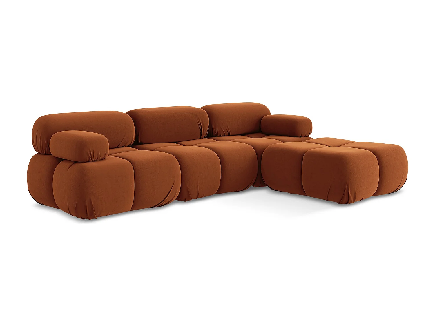 Omkeerbare modulaire hoekbank van terracotta velours - LOKUA