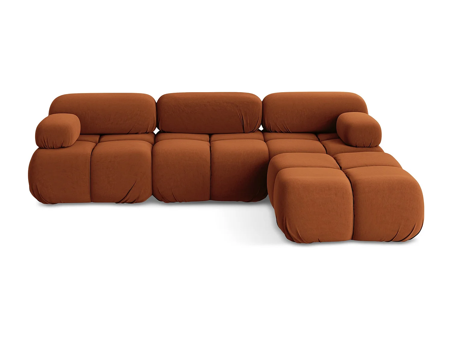 Omkeerbare modulaire hoekbank van terracotta velours - LOKUA