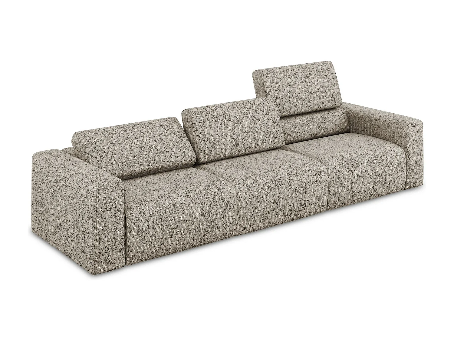 Vierzits modulaire bank van donkerbeige textuurstof - KALEA