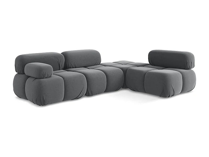 3-Sitzer Modulares Ecksofa - Ecke Rechts - Samt - Stahl - LOKUA