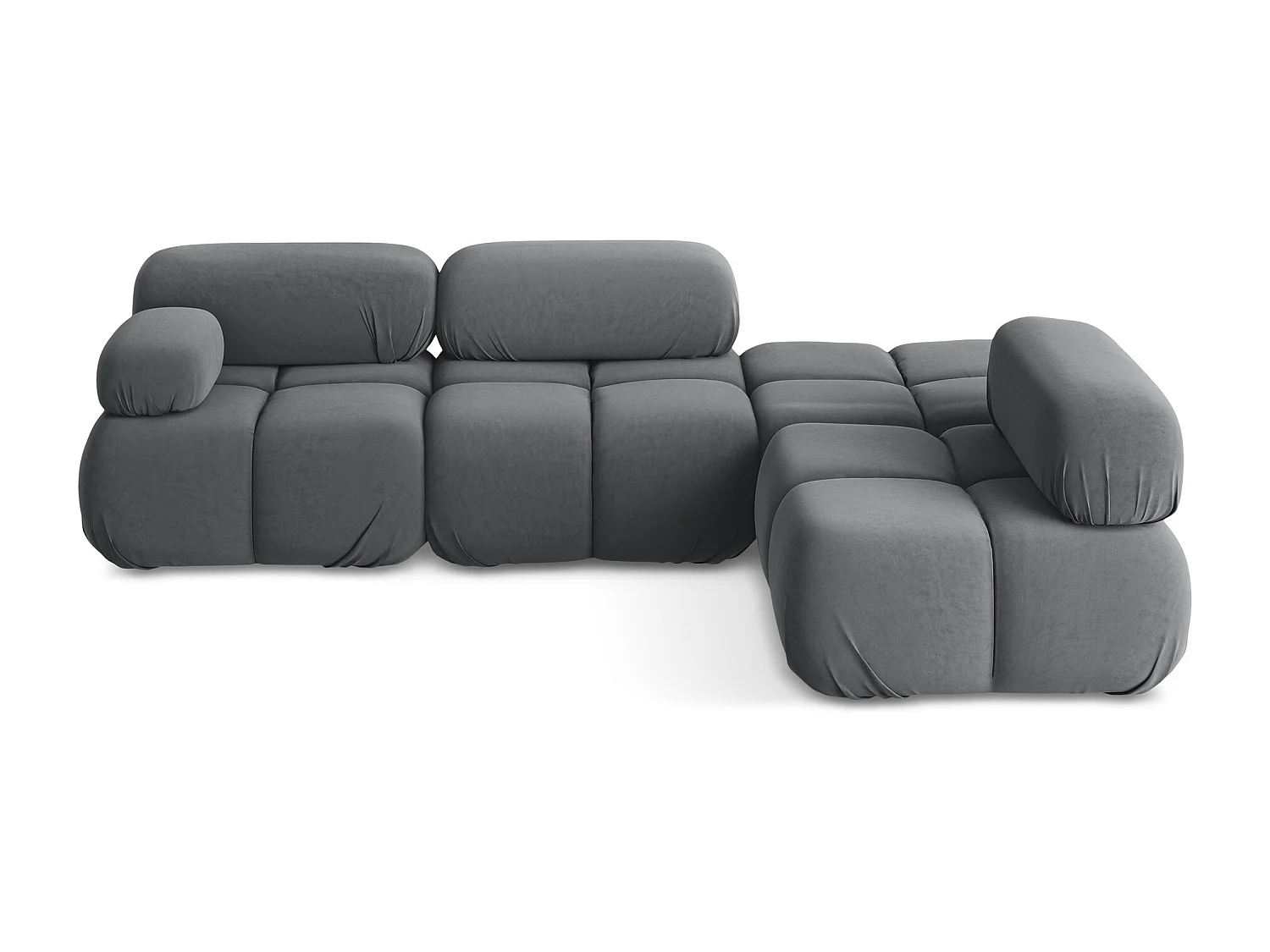 Canapé d'angle modulaire droit en Samt - acier - LOKUA