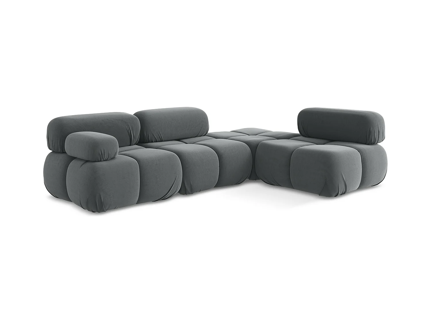 Canapé d'angle modulaire droit en Samt - acier - LOKUA