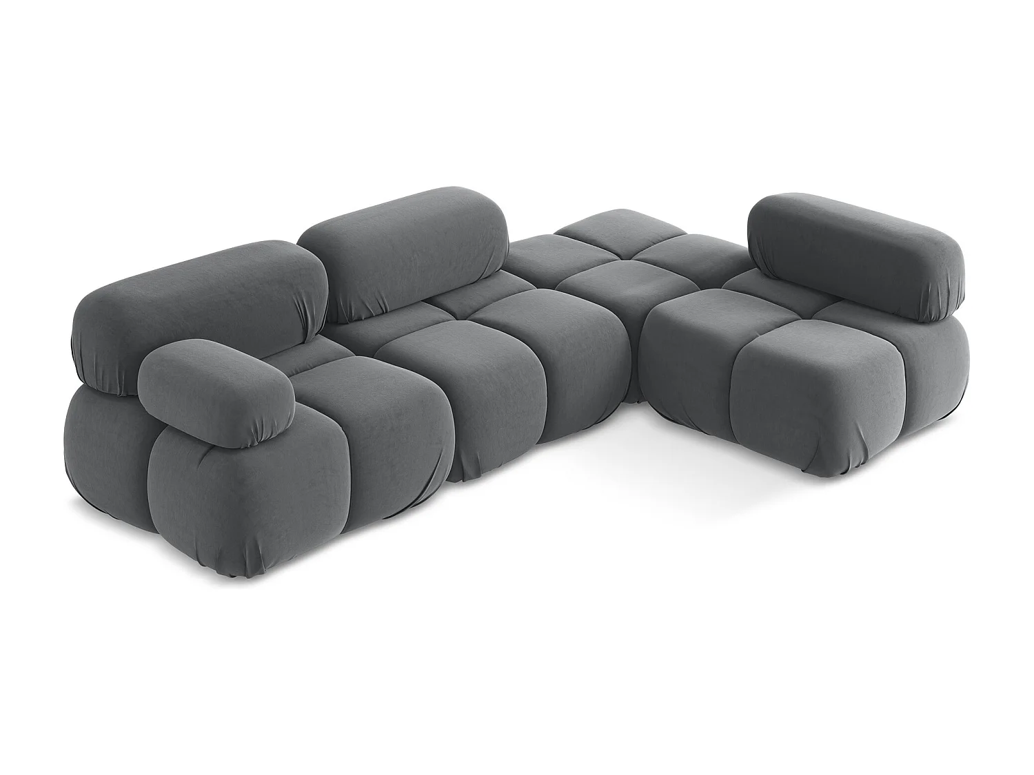 Canapé d'angle modulaire droit en Samt - acier - LOKUA