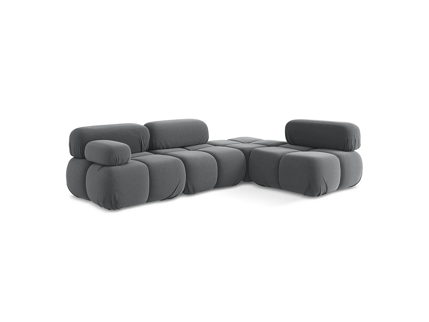 Canapé d'angle 3 places modulaire droit en velours - acier - SANREMO