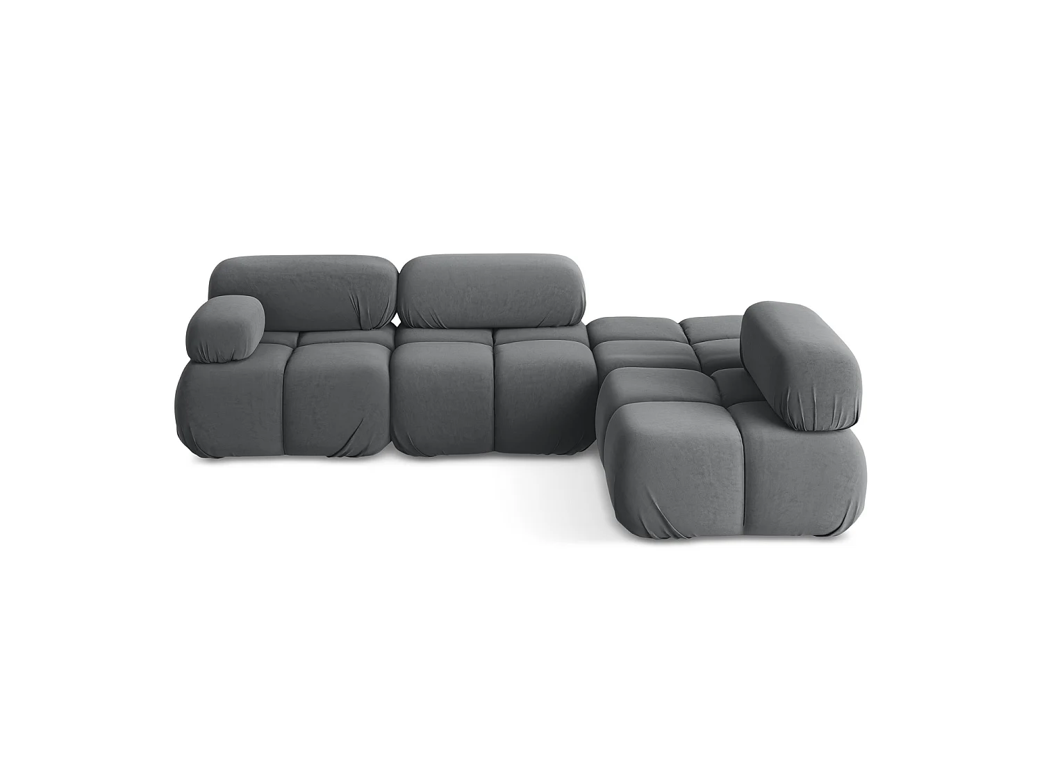 Canapé d'angle 3 places modulaire droit en velours - acier - SANREMO