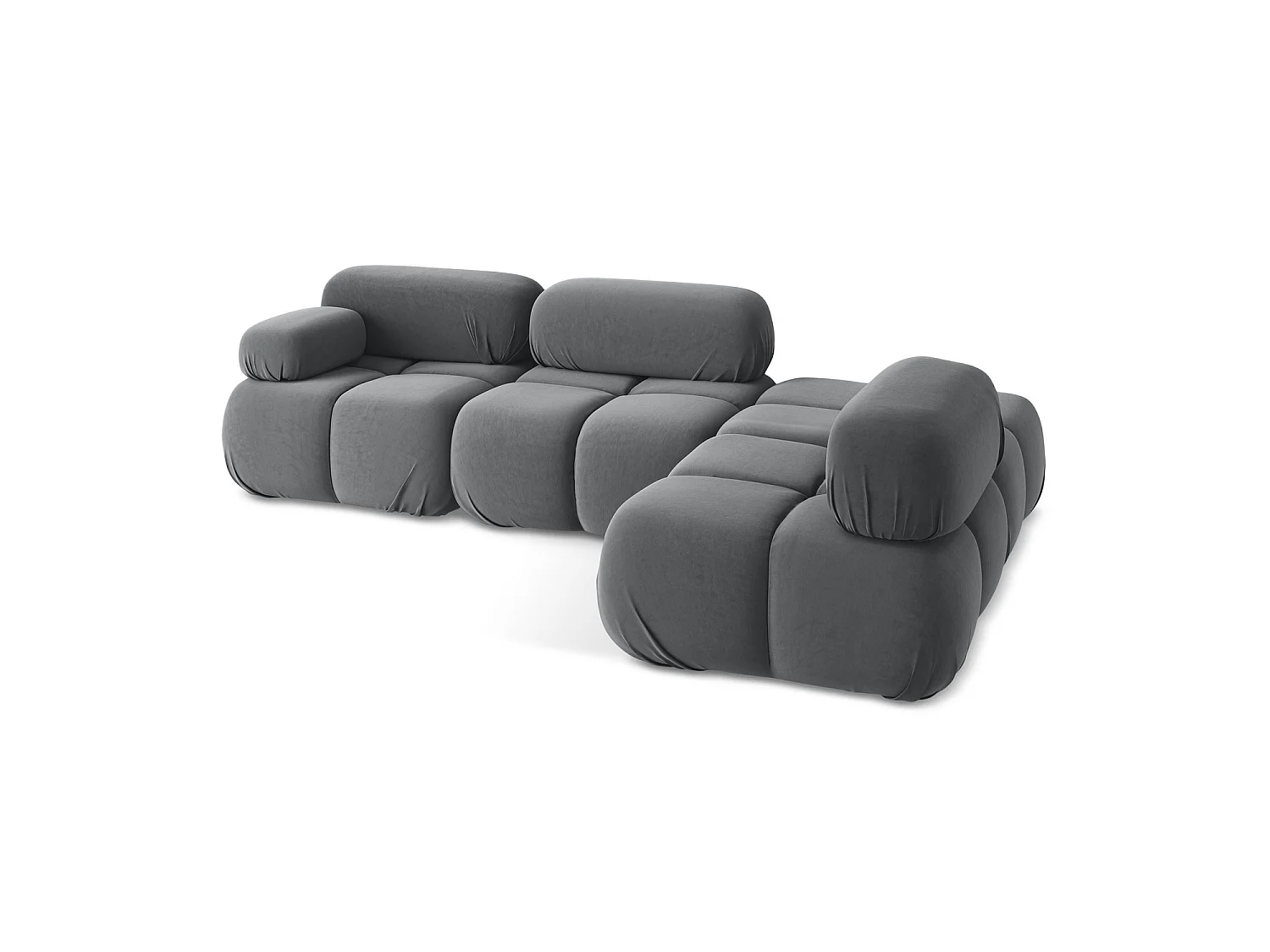 Canapé d'angle 3 places modulaire droit en velours - acier - SANREMO