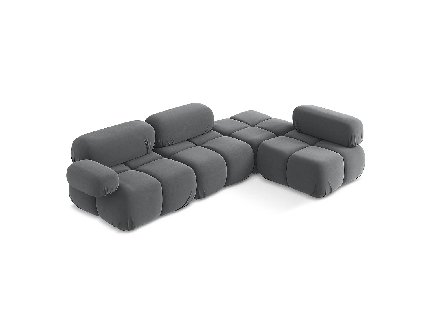 Canapé d'angle 3 places modulaire droit en velours - acier - SANREMO