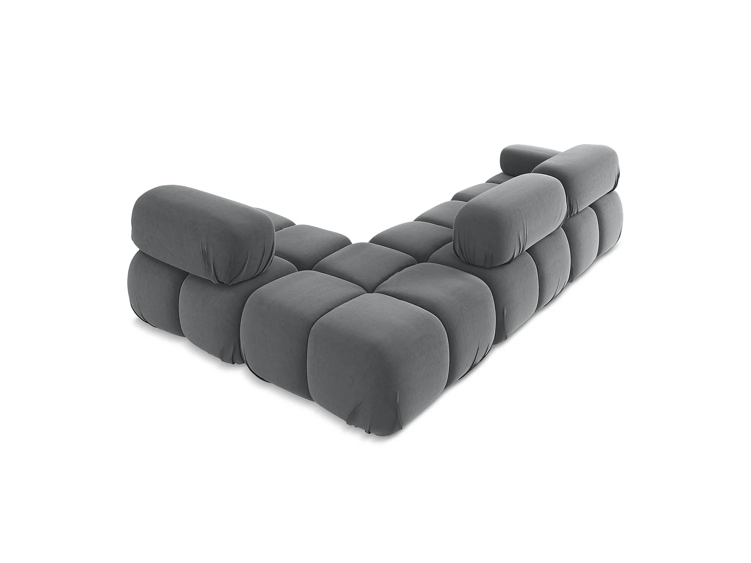 Canapé d'angle 3 places modulaire droit en velours - acier - SANREMO