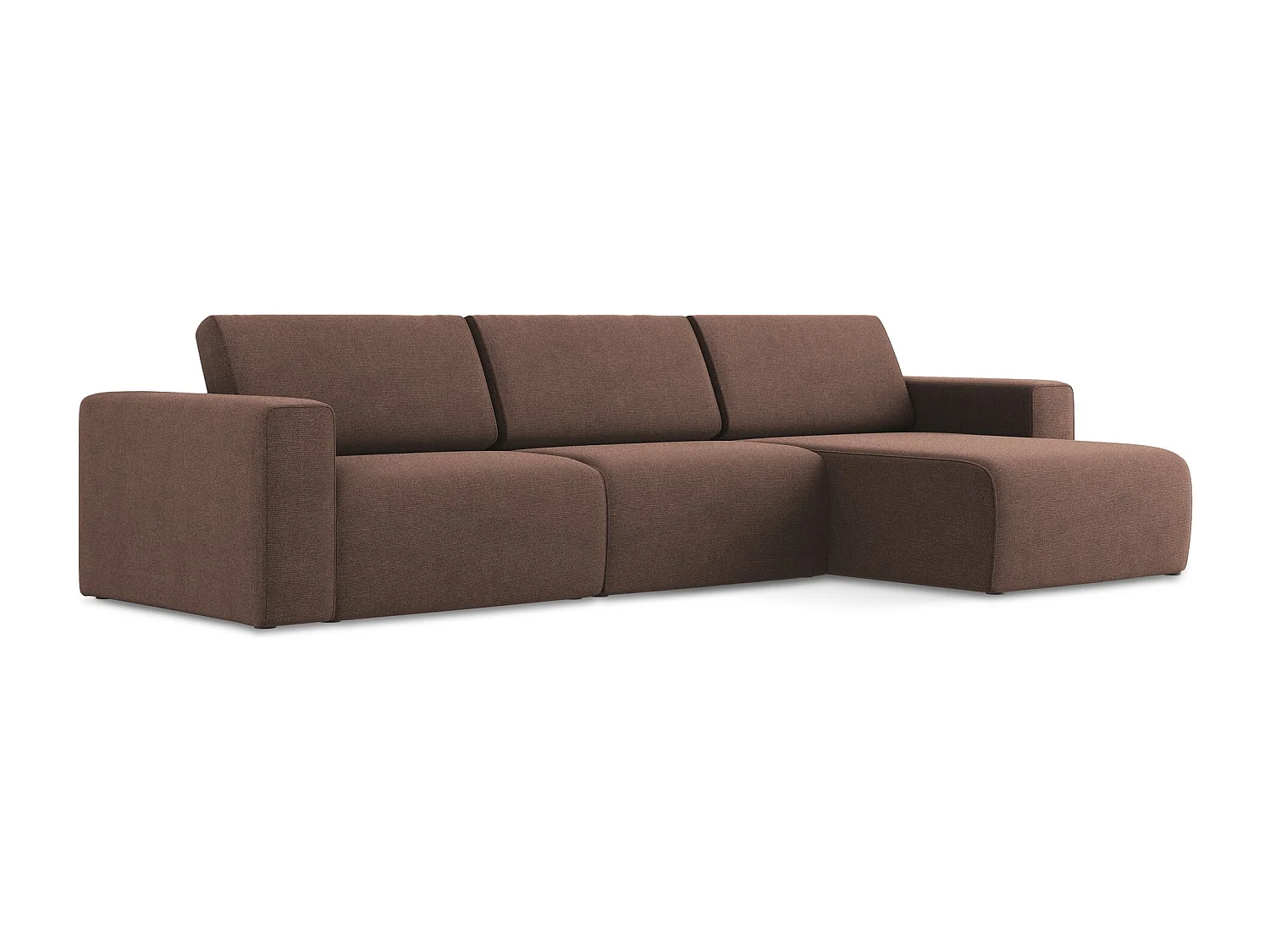 Canapé modulable d’angle M droit en Strukturstoff - rose poudré - KALEA