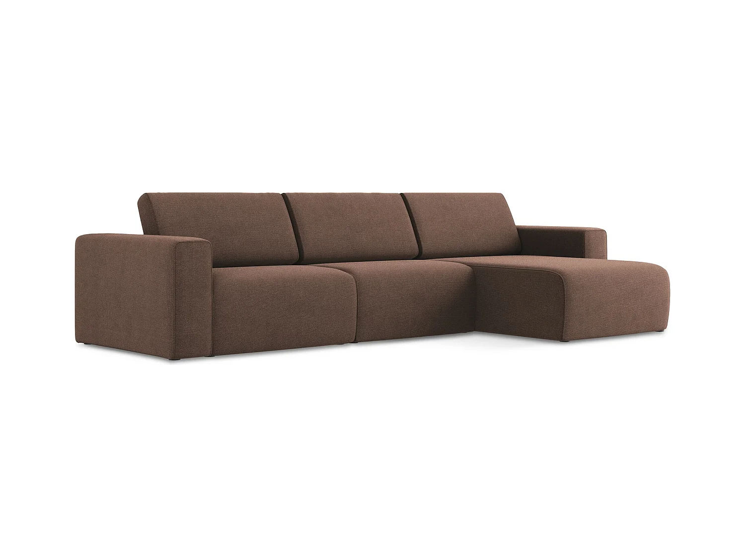 Modulares Ecks Sofa M rechts - Rechts - Strukturstoff - Puderrosa - KALEA