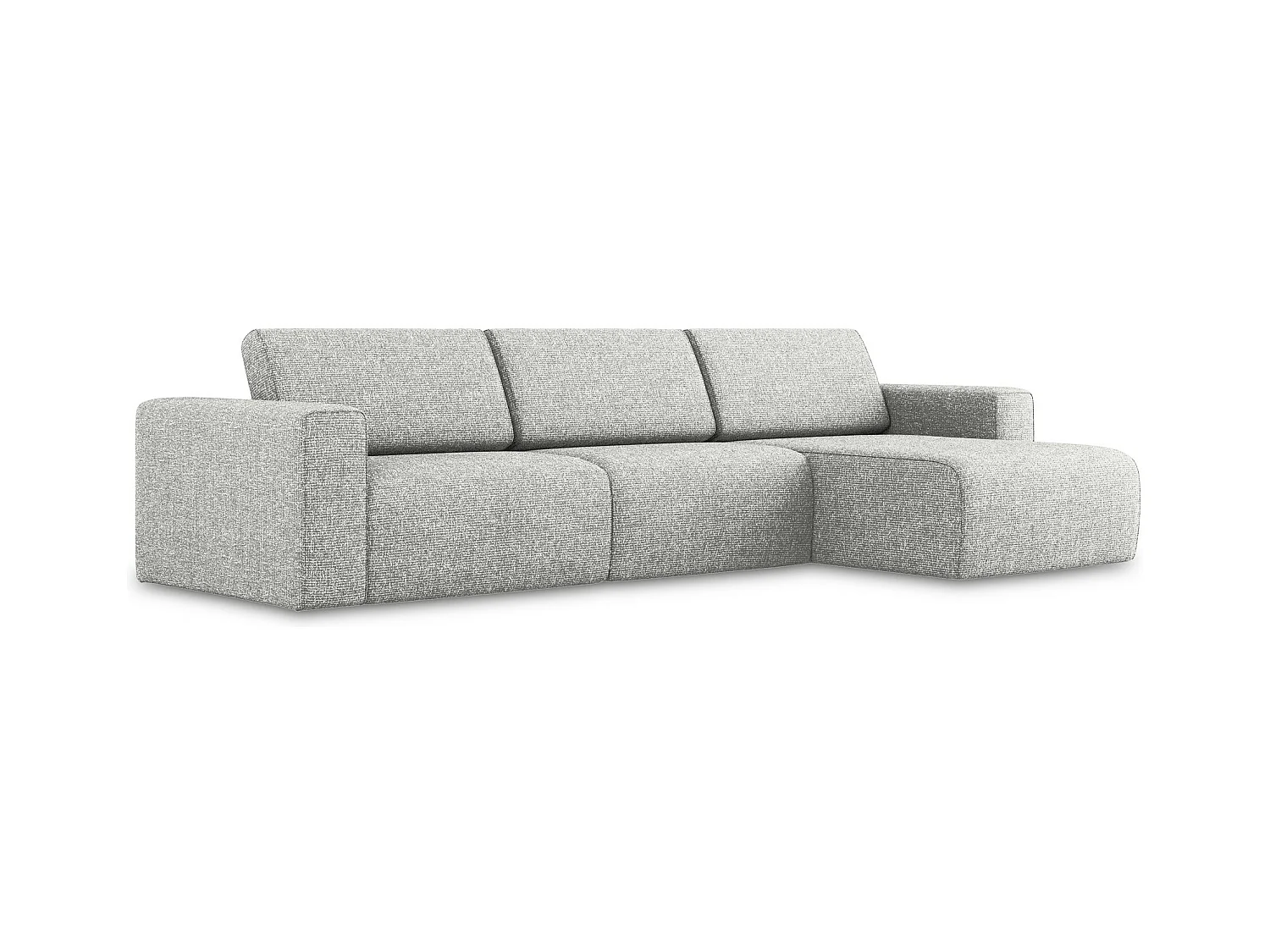 Modulares Ecks Sofa M rechts - Rechts - Strukturstoff - Silber - KALEA