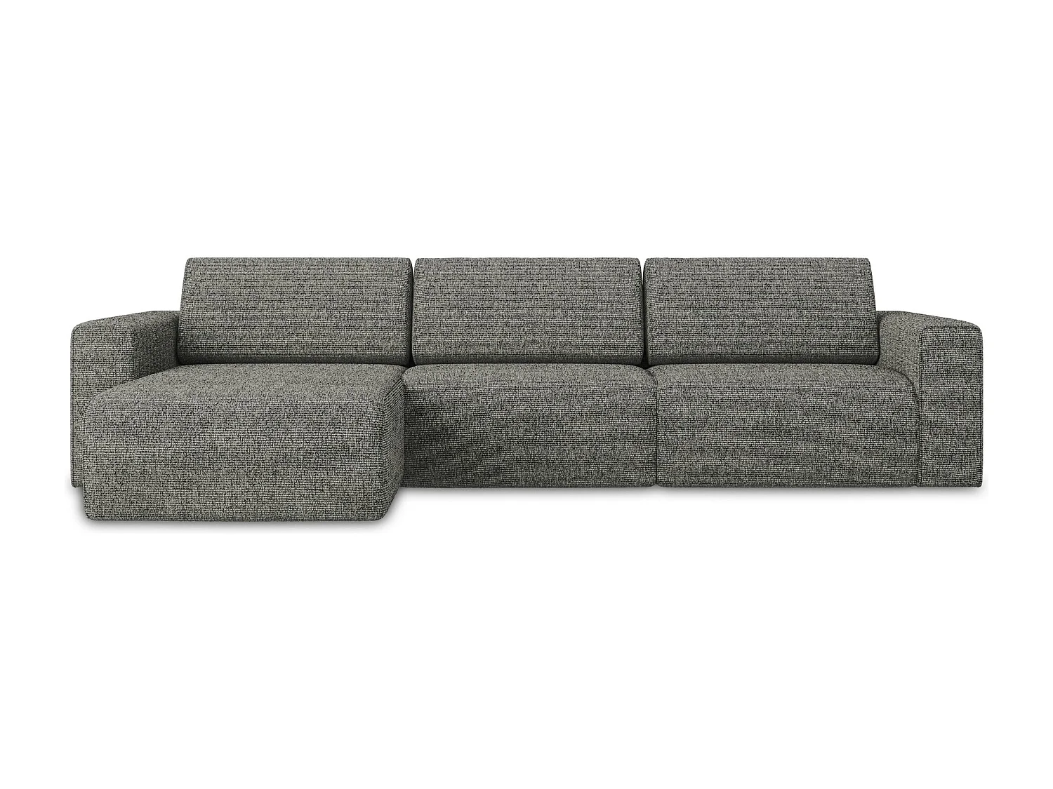 Sofá de canto modular esquerdo 4 lugares em tecido texturizado aço - KALEA