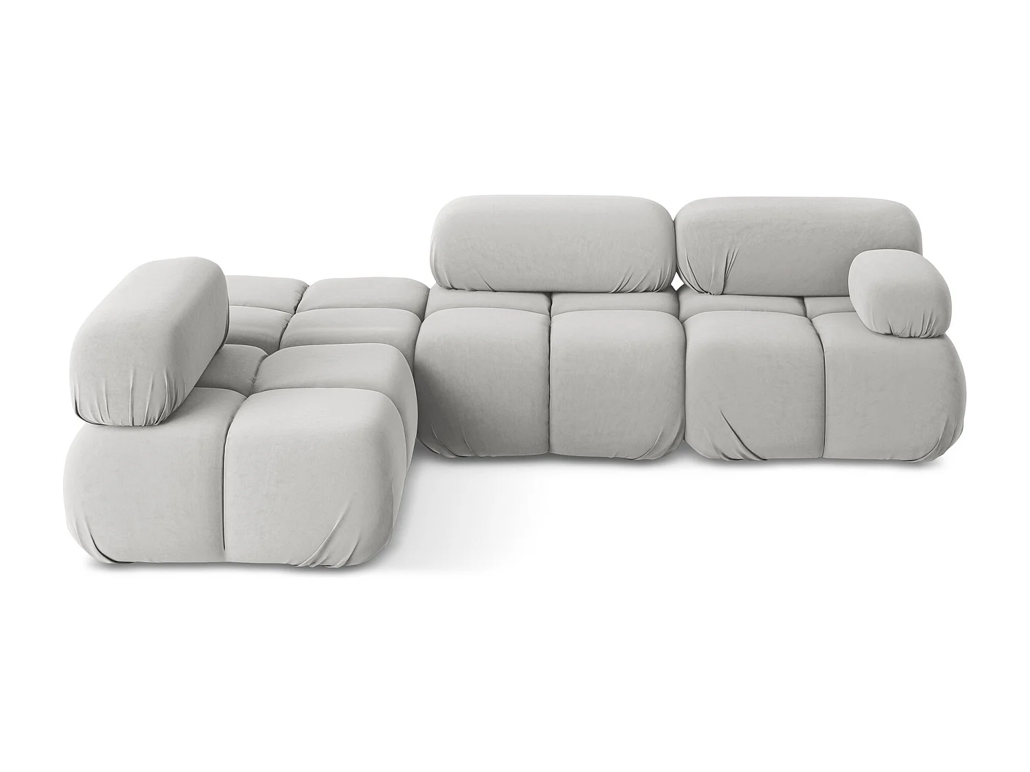 Modulaire hoekbank links van zilver velours - LOKUA