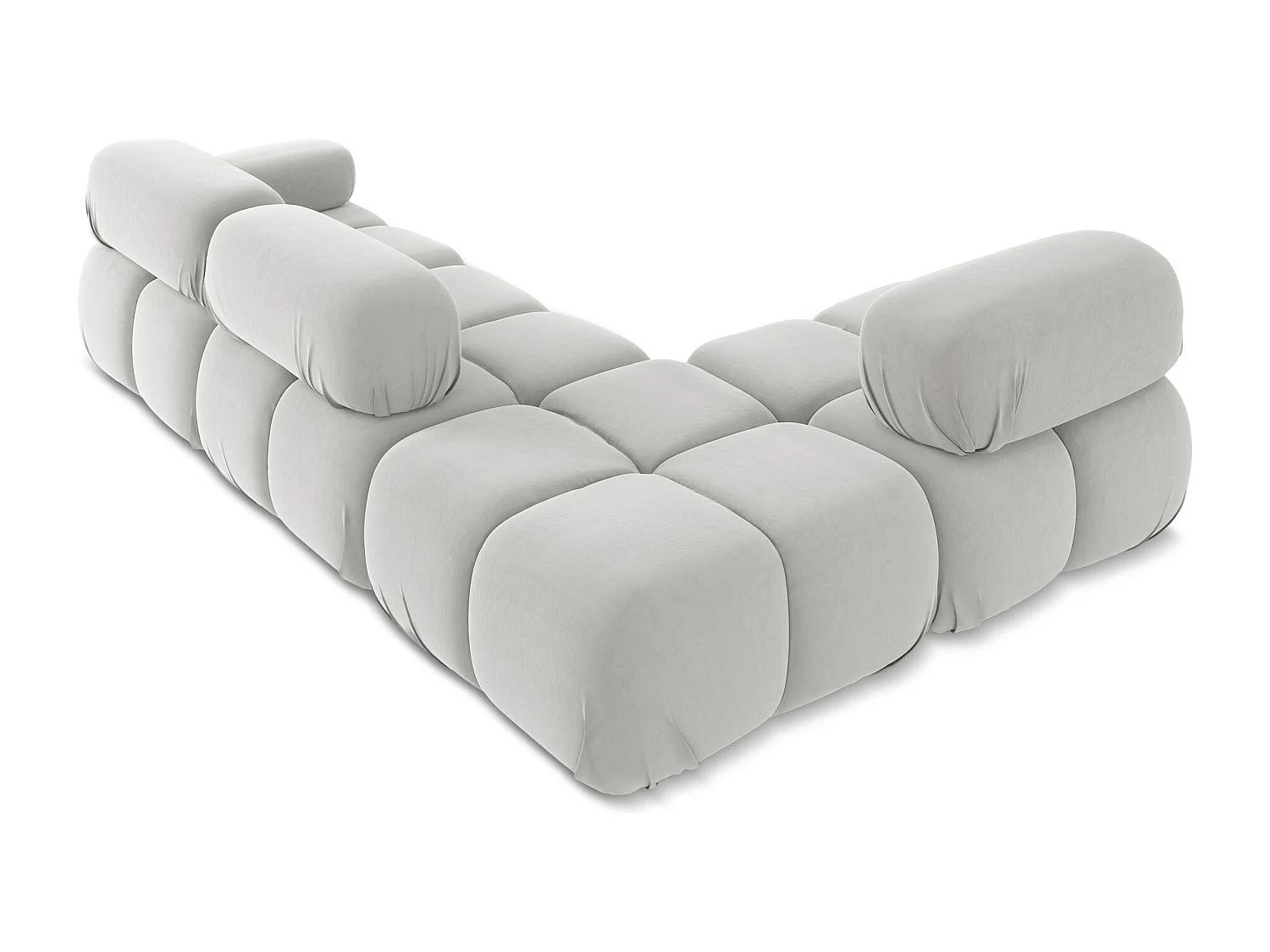 Modulaire hoekbank links van zilver velours - LOKUA