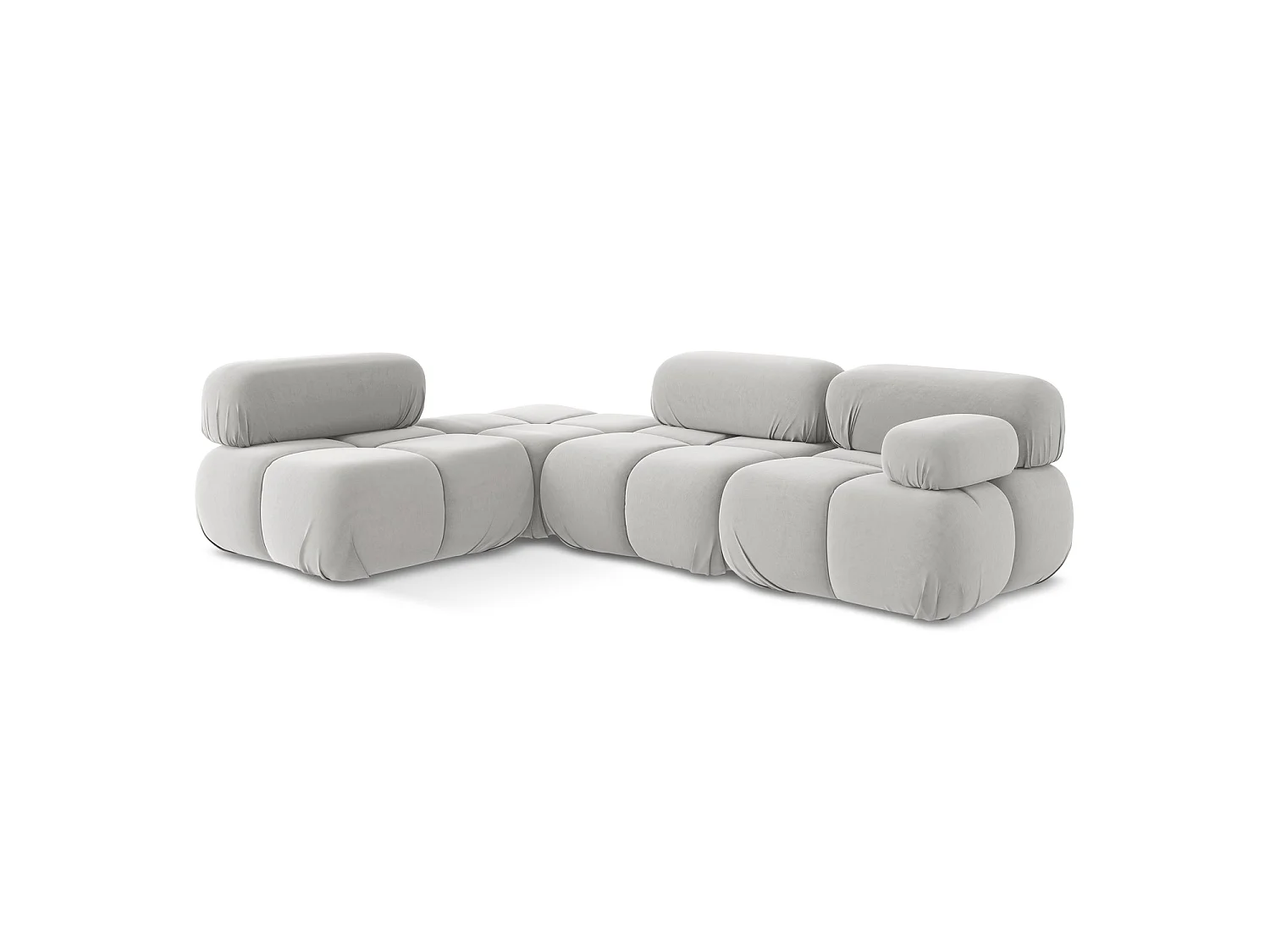 3-Sitzer Modulares Ecksofa - Ecke Links - Samt - Silber - SANREMO