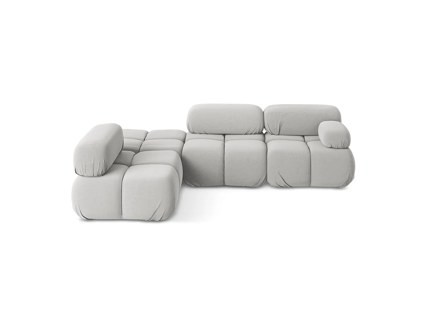 3-Sitzer Modulares Ecksofa - Ecke Links - Samt - Silber - SANREMO
