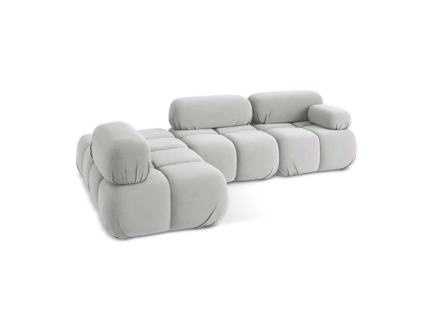 3-Sitzer Modulares Ecksofa - Ecke Links - Samt - Silber - SANREMO