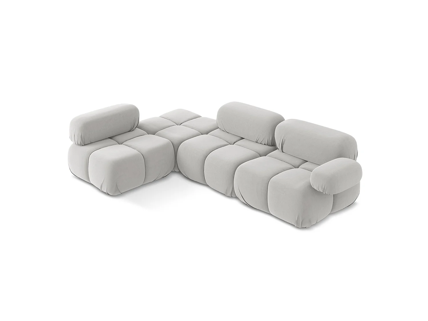 3-Sitzer Modulares Ecksofa - Ecke Links - Samt - Silber - SANREMO