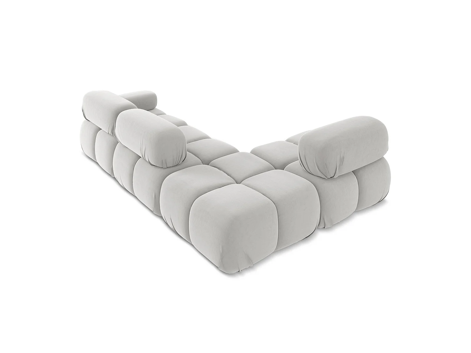 3-Sitzer Modulares Ecksofa - Ecke Links - Samt - Silber - SANREMO