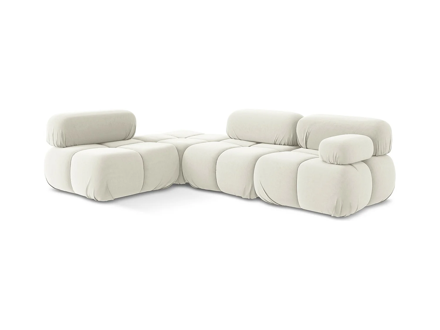 Canapé d'angle modulaire gauche en Samt - beige clair - LOKUA