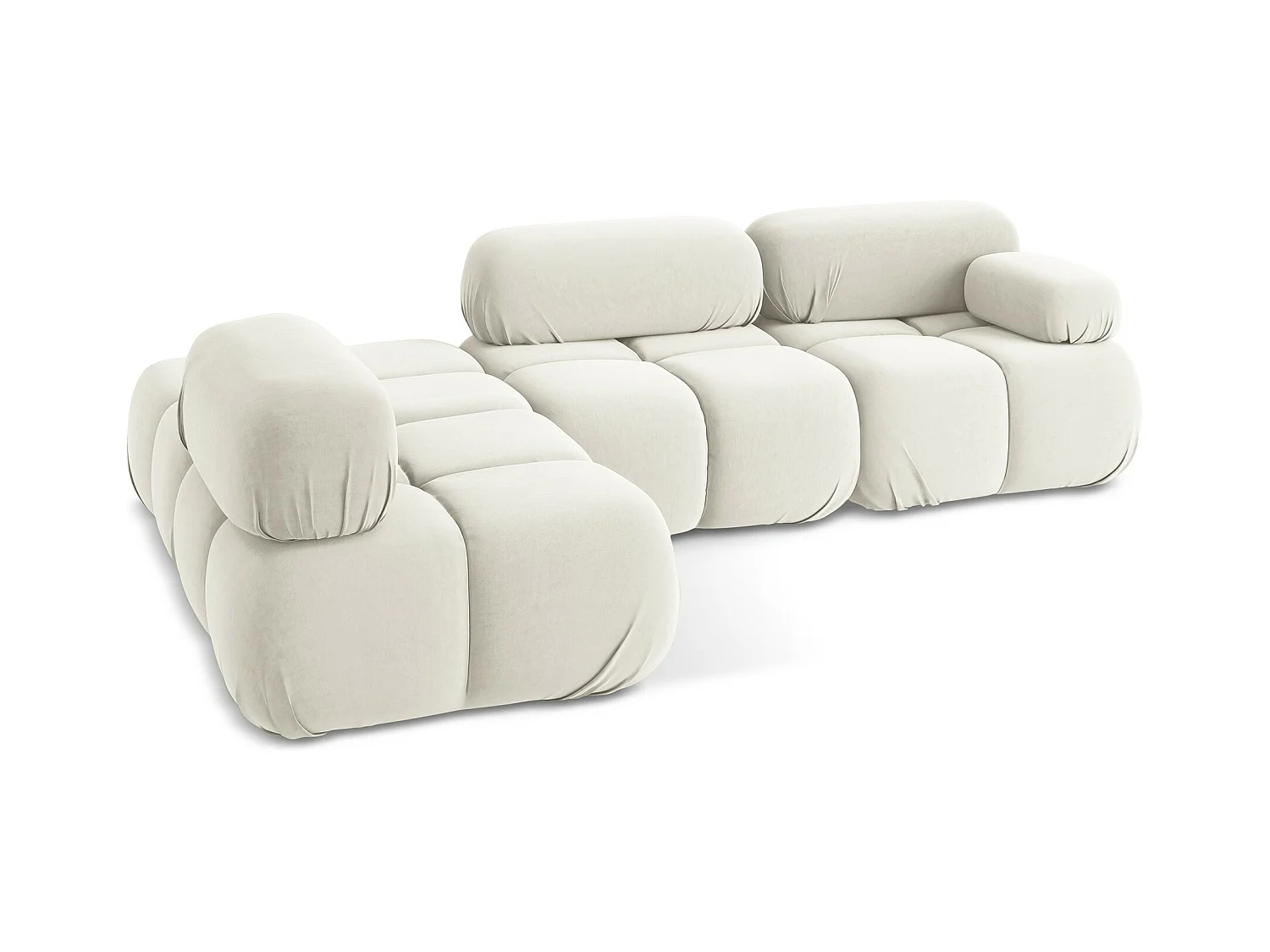 Canapé d'angle modulaire gauche en Samt - beige clair - LOKUA