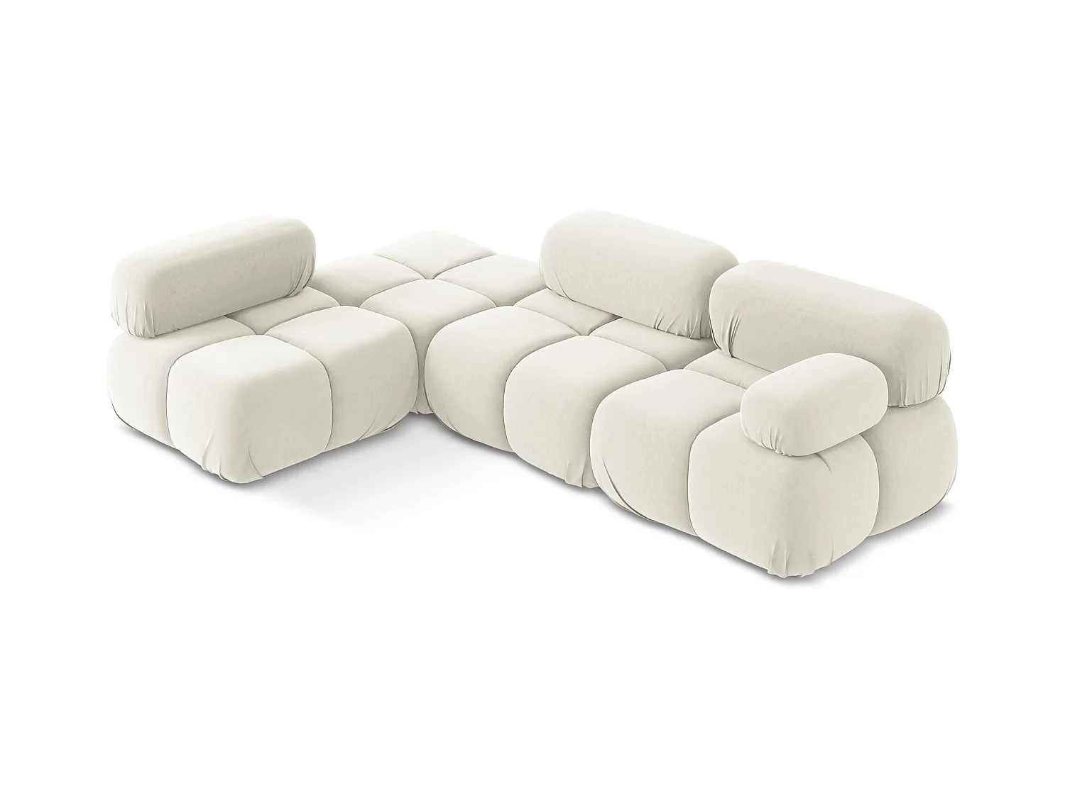 Canapé d'angle modulaire gauche en Samt - beige clair - LOKUA