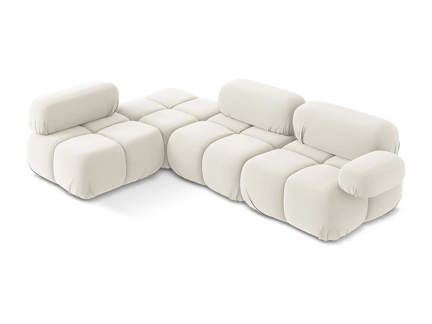 Canapé d'angle modulaire gauche en Samt - beige clair - LOKUA