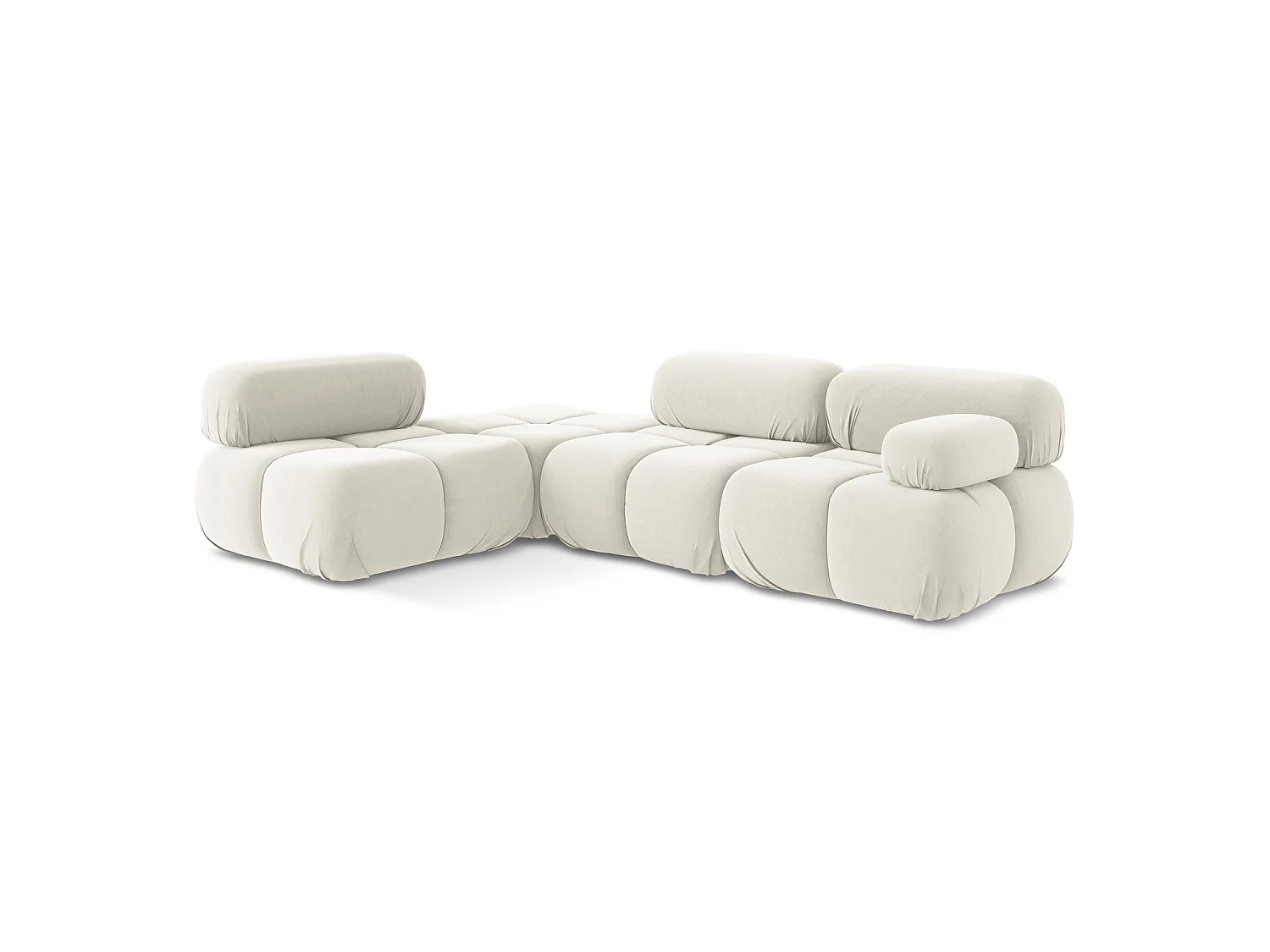 3-Sitzer Modulares Ecksofa - Ecke Links - Samt - Hell beige - SANREMO