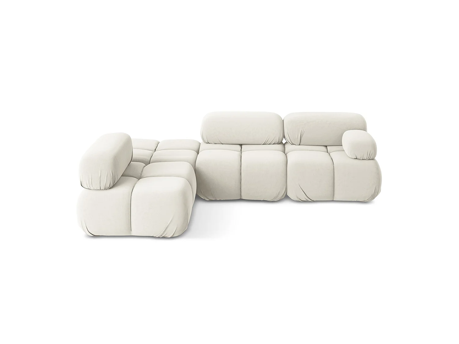 3-Sitzer Modulares Ecksofa - Ecke Links - Samt - Hell beige - SANREMO