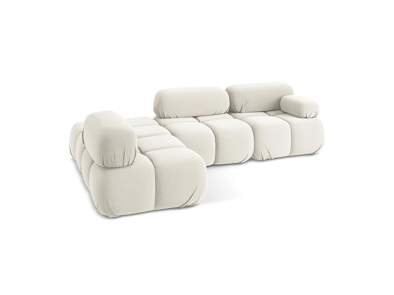 3-Sitzer Modulares Ecksofa - Ecke Links - Samt - Hell beige - SANREMO