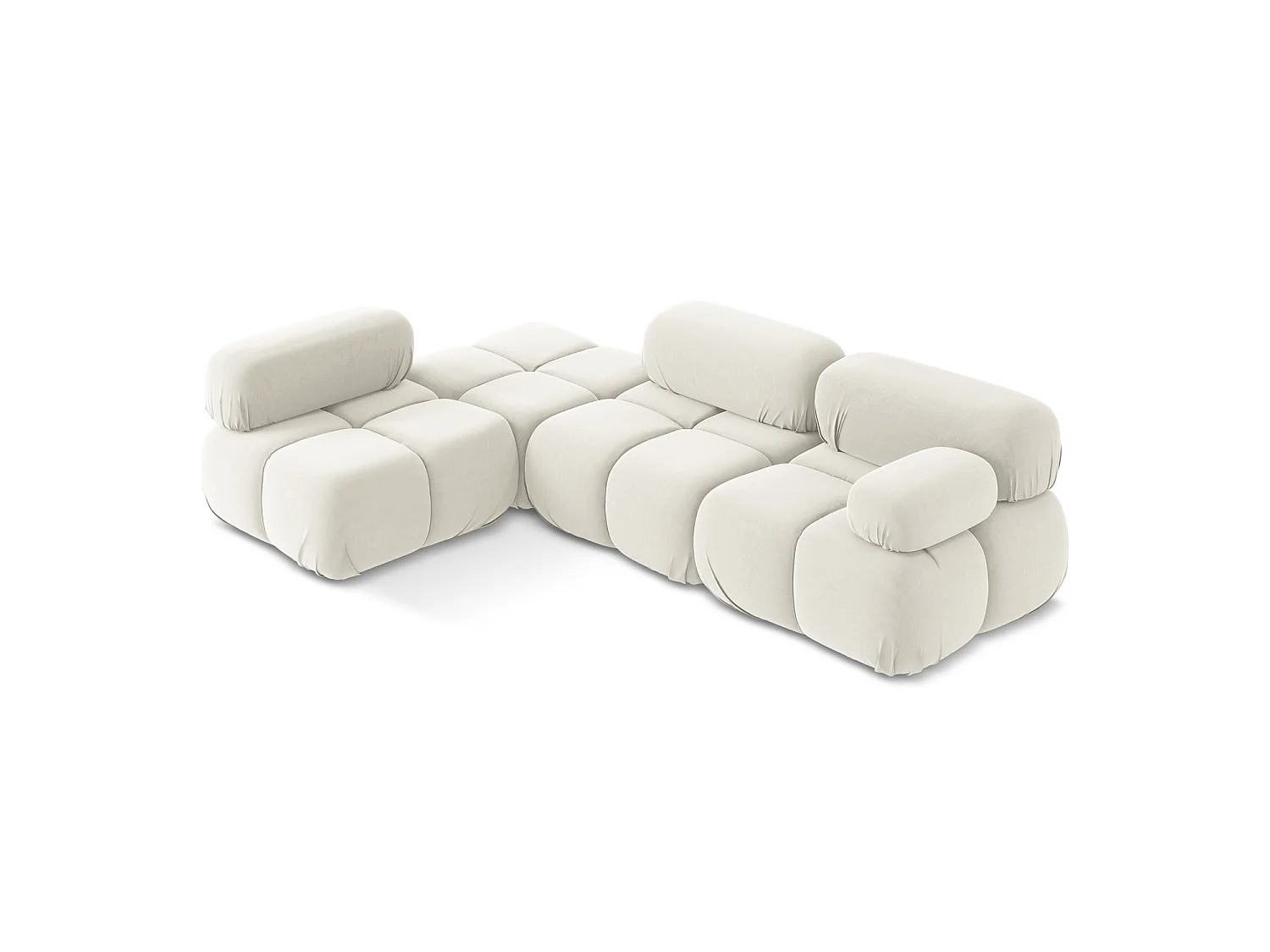 3-Sitzer Modulares Ecksofa - Ecke Links - Samt - Hell beige - SANREMO