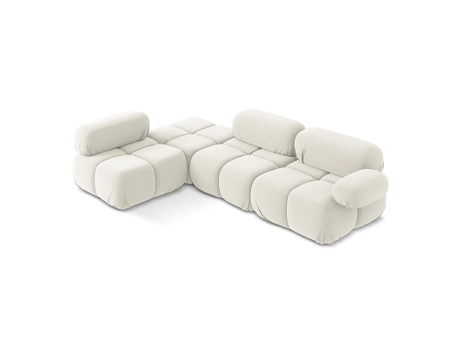 3-Sitzer Modulares Ecksofa - Ecke Links - Samt - Hell beige - SANREMO