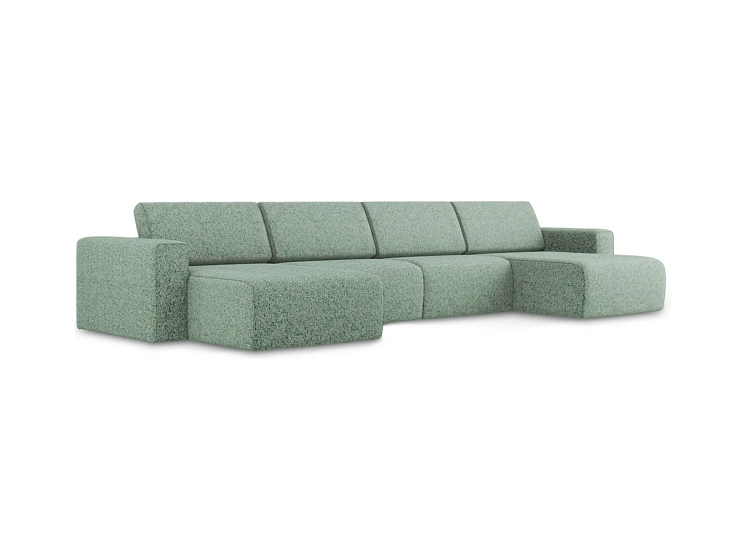 Modulares Wohnlandschaft - / - Strukturstoff - Hellgrün - KALEA