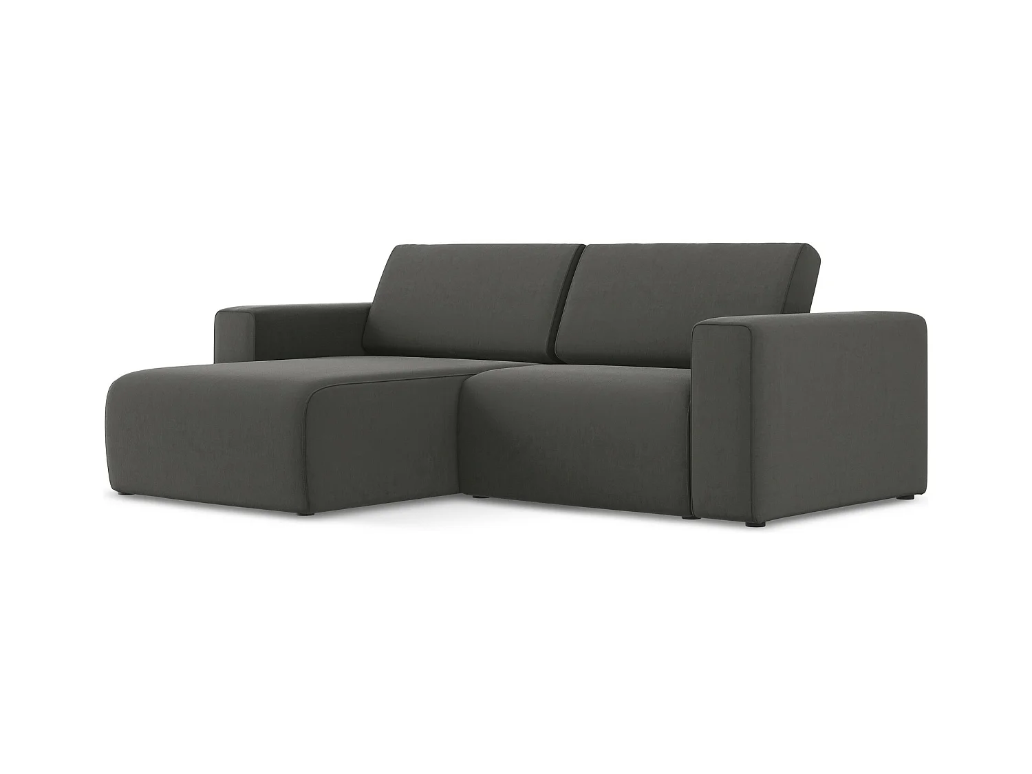 3-Sitzer Modulares Ecksofa - Ecke Links - Samt - Stahl - KALEA