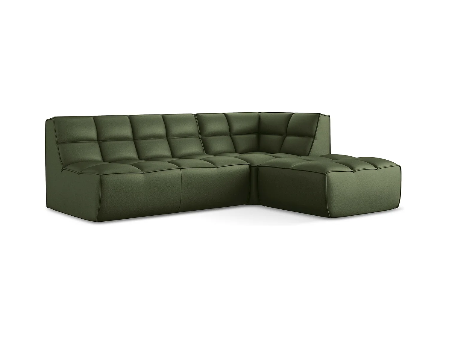 Canapé d'angle modulaire M reversible en Cuir artificiel - vert - KALAI