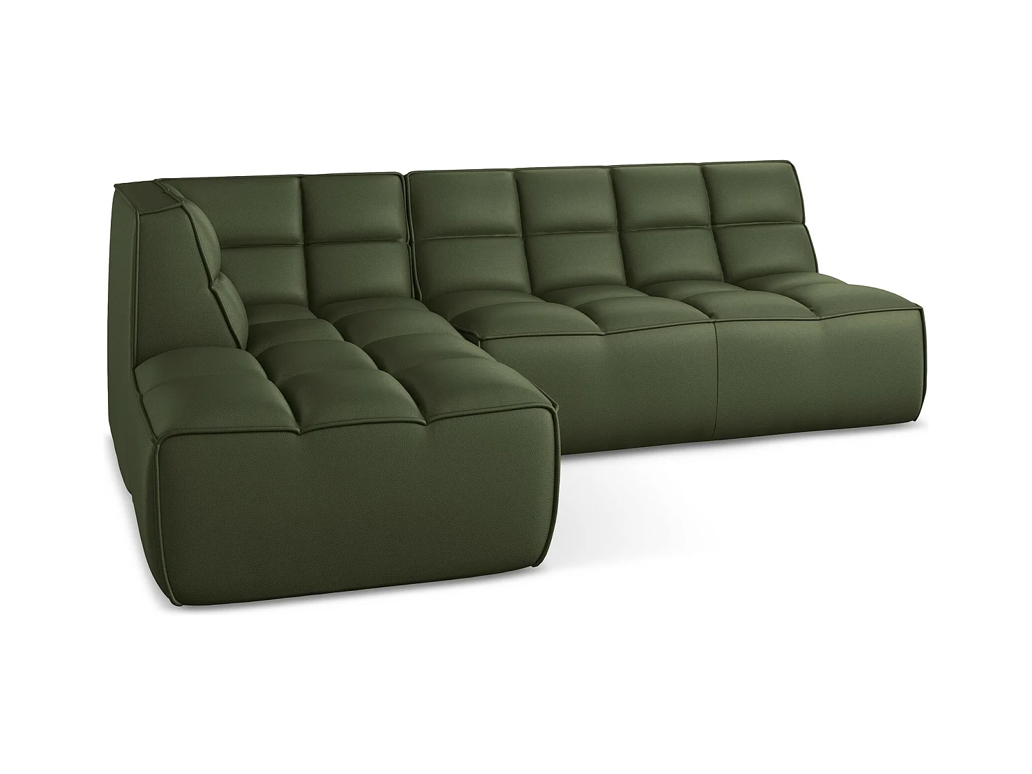 Sofá modular 3 plazas reversible de piel sintética verde - KALAI