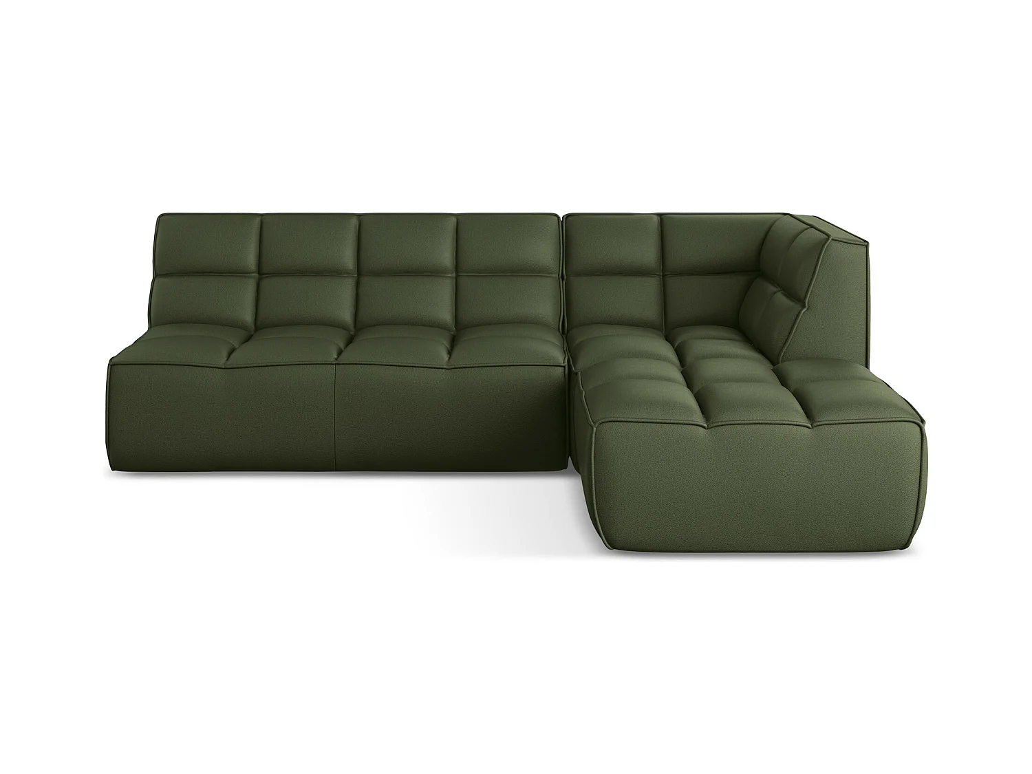 Sofá modular 3 plazas reversible de piel sintética verde - KALAI