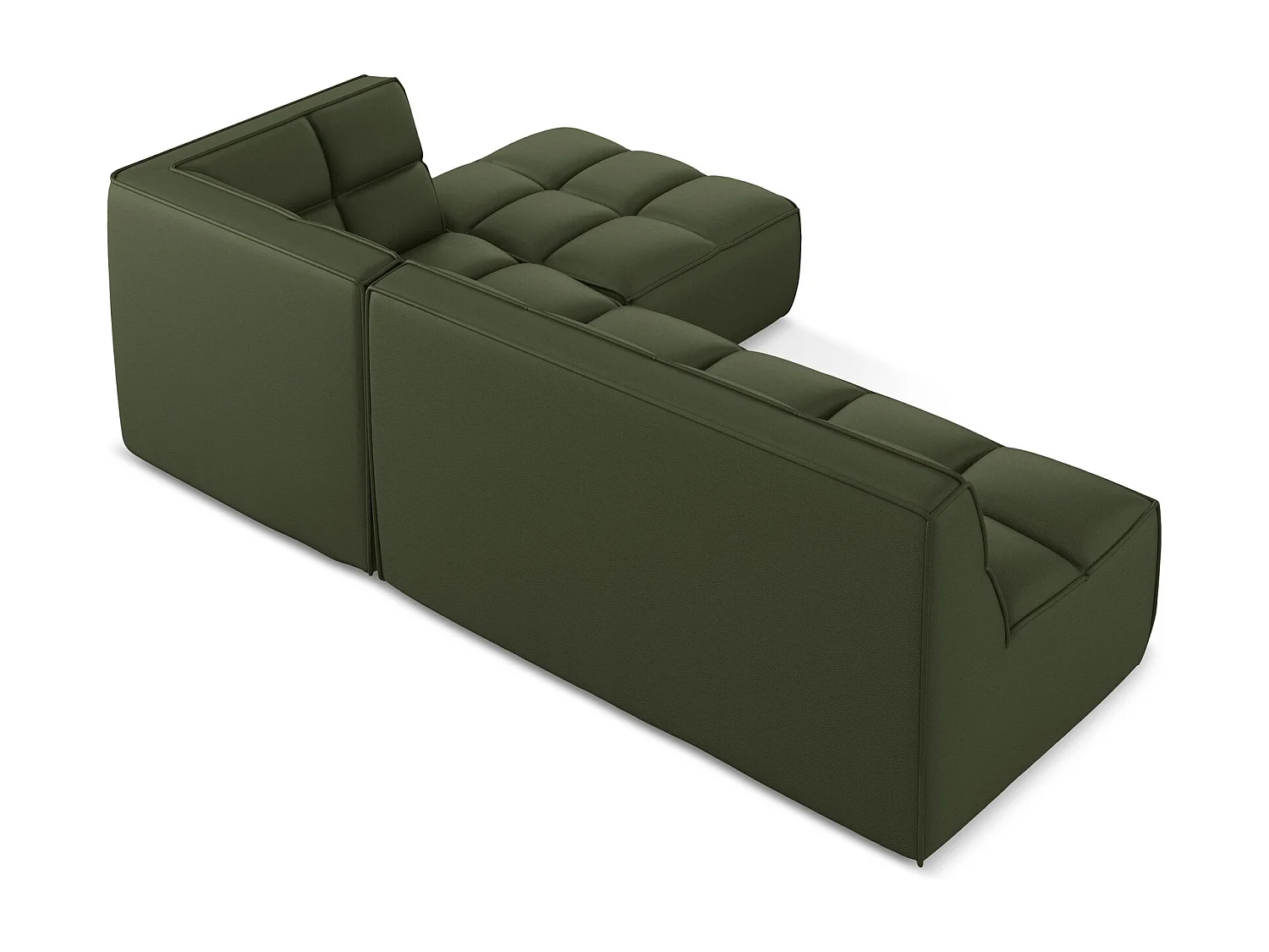 Sofá de canto modular reversível 3 lugares em couro sintético verde - KALAI