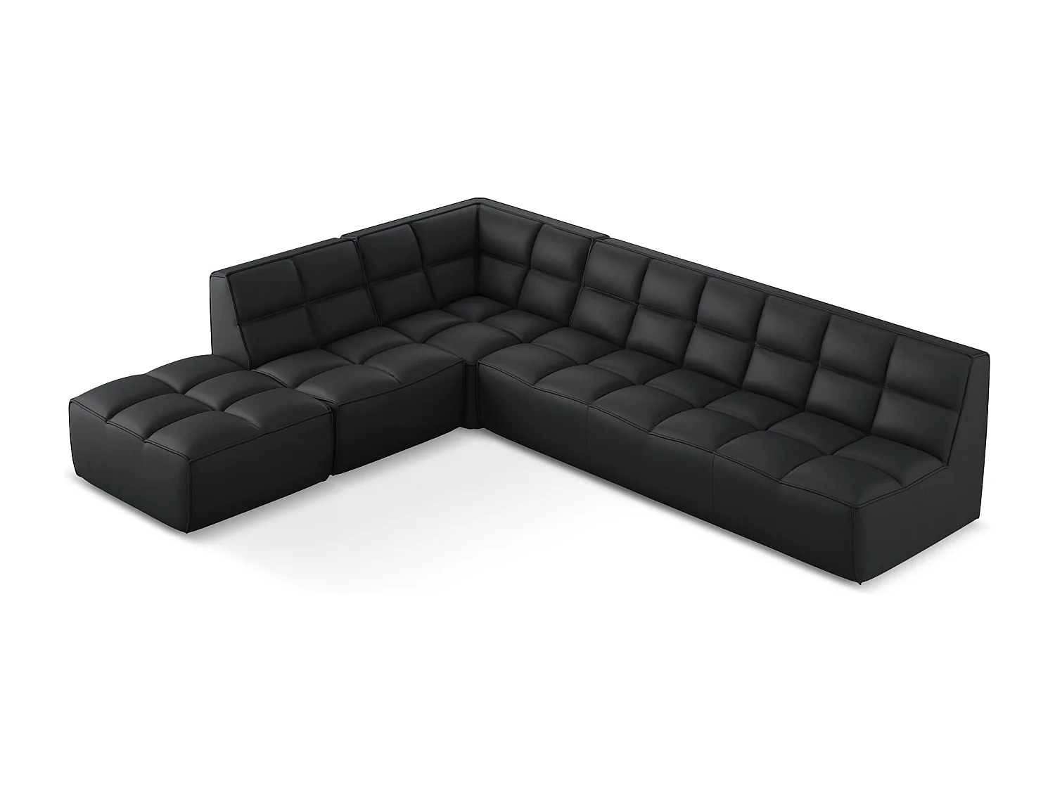 4-Sitzer Modulares Ecksofa - Reversibel - Kunstleder - Schwarz - KALAI