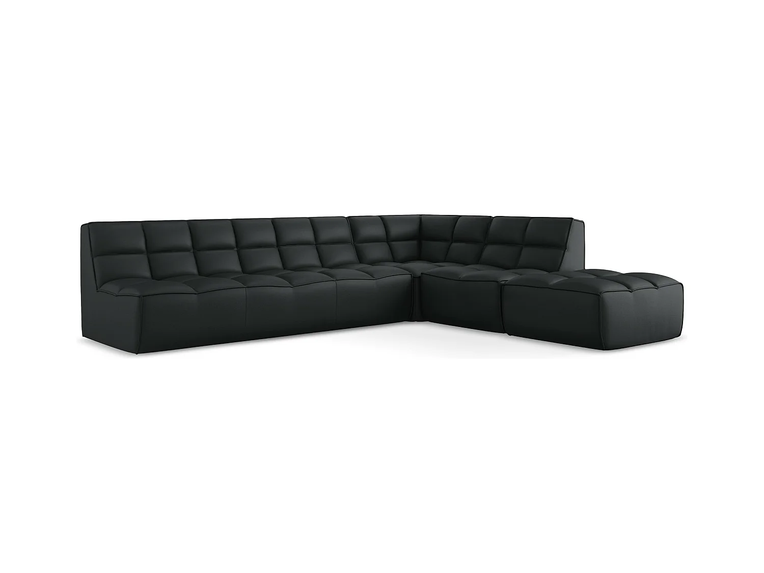 Canapé d'angle modulaire L reversible en Cuir artificiel - noir - KALAI