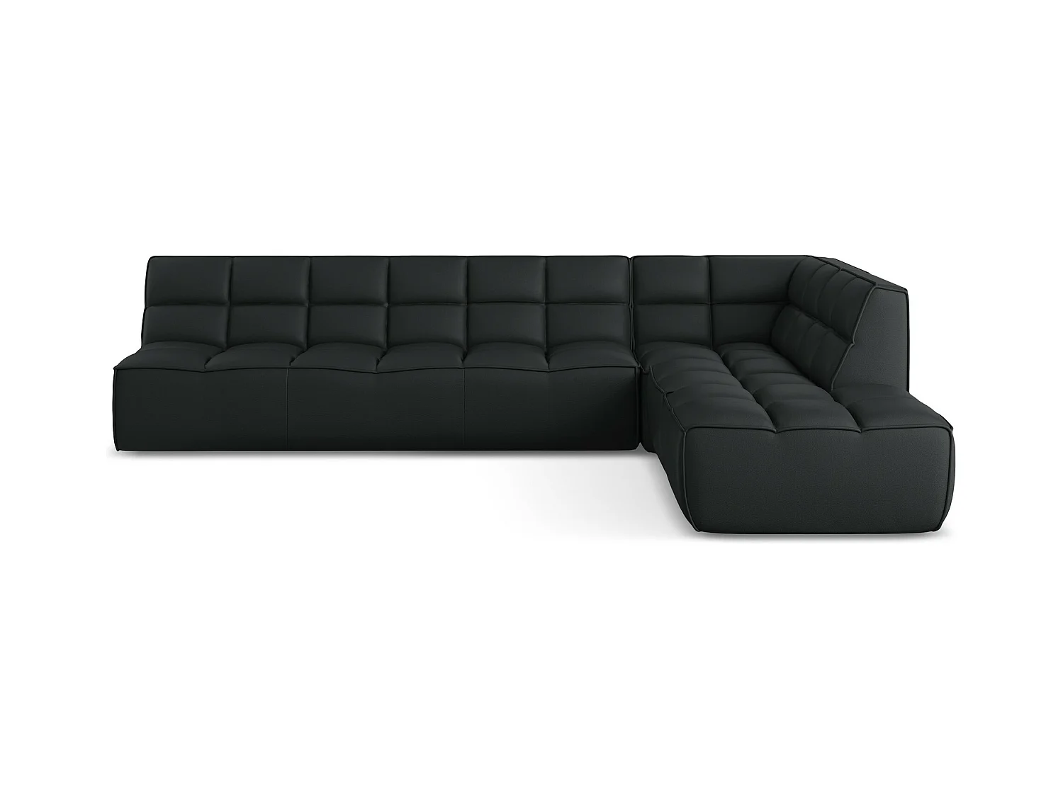 Modulaire hoekbank rechts van zwart kunstleer - KALAI