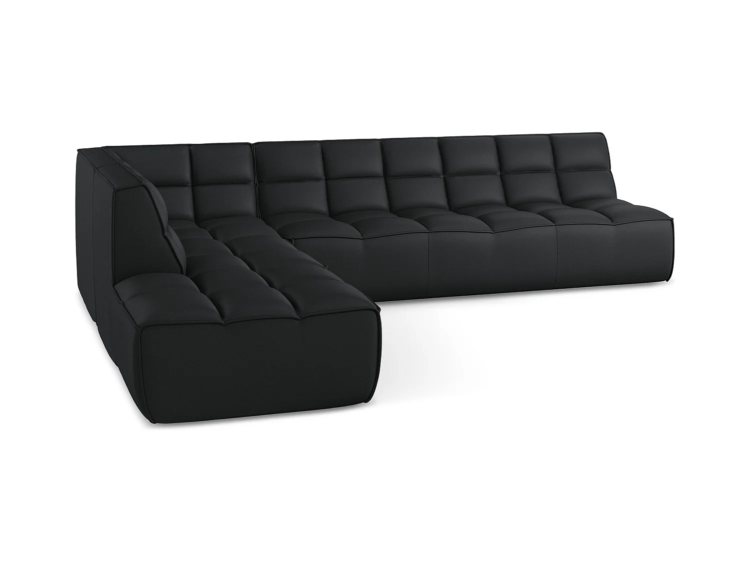 Modulaire hoekbank rechts van zwart kunstleer - KALAI