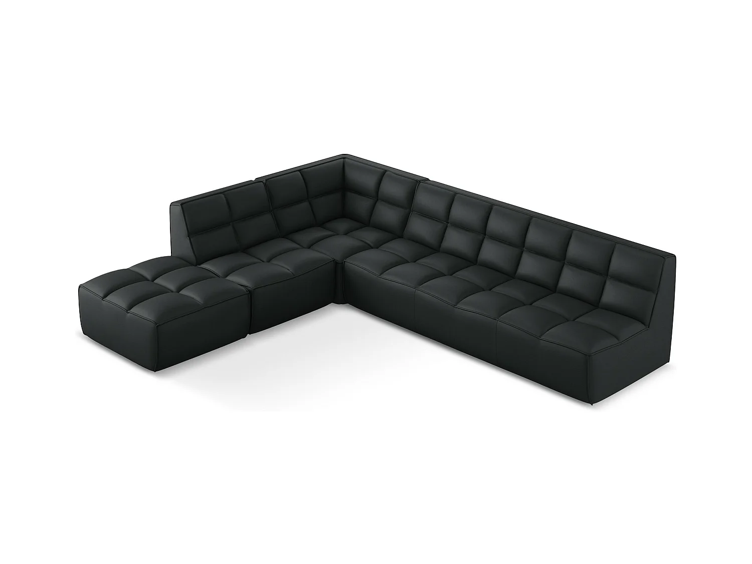 Modulaire hoekbank rechts van zwart kunstleer - KALAI