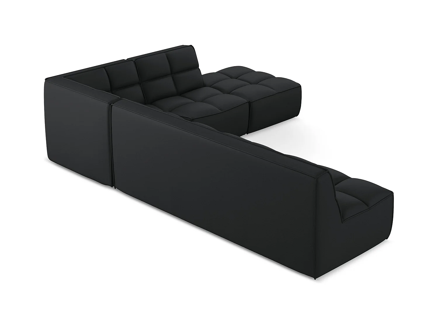 Modulaire hoekbank rechts van zwart kunstleer - KALAI