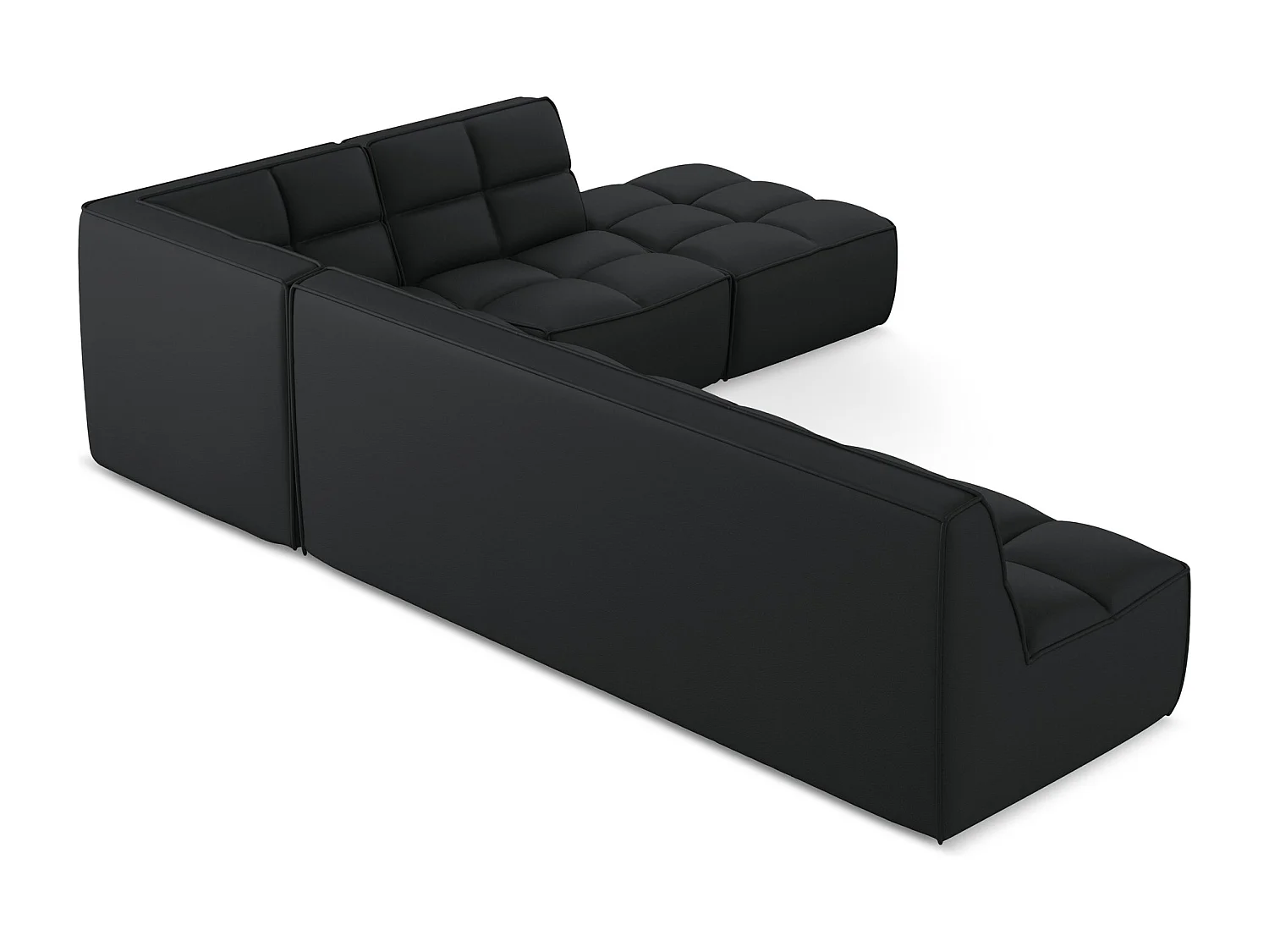 Canapé d'angle modulaire L reversible en Cuir artificiel - noir - KALAI