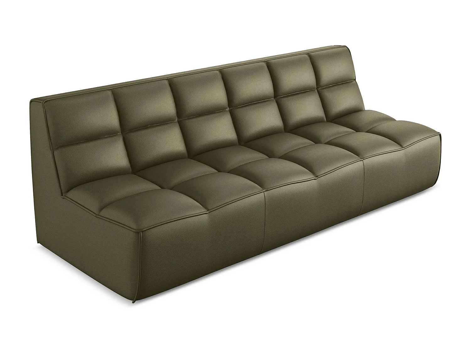 Canapé modulable 3 places en Cuir artificiel - olive - KALAI