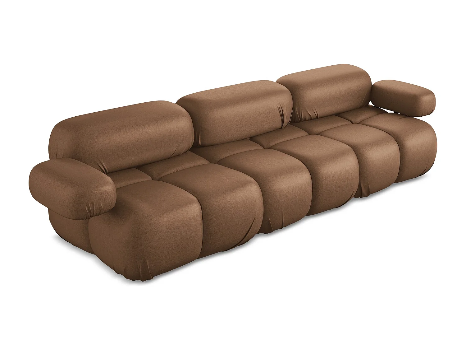 3-osobowa kanapa modułowa - ze skóry syntetycznej - czekoladowy - LOKUA