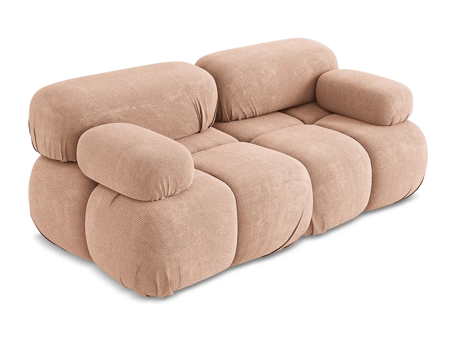 Tweezits modulaire bank van perzik chenille stof - LOKUA